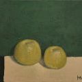 Deux pommes, oeuvre de Walter  Mafli