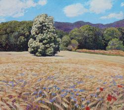 Châtaigner en fleurs parmi les orges, Catherine  Arnera