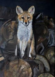 Gaspard de la nuit (renardeau sur tas de bois), Danielle  Wicht