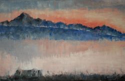 Coucher de soleil sur le Léman, Noël  Hémon