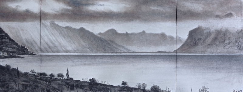 Le lac après la pluie (tryptique), Pierre-Yves  Gabioud