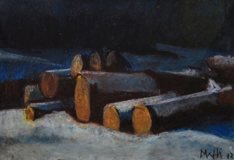 Billes de bois sous la neige, Walter  Mafli