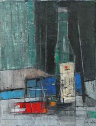 Composition avec bouteille, Walter  Mafli